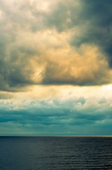 An image of storm clouds over the sea