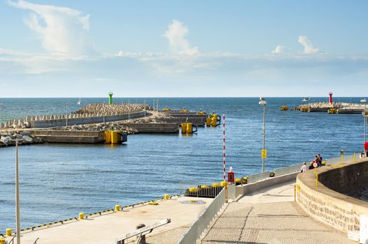 An image of harbor in Kolobrzeg. Poland