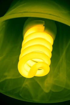 An image of light buln on black background