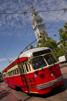 Street Trolley or Cable Car makes the Rounds Downtown