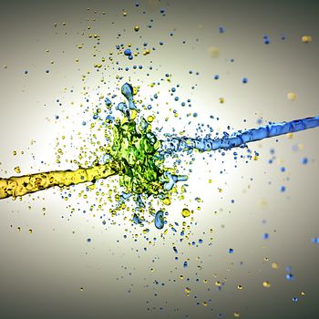 An image of a water splash yellow and blue