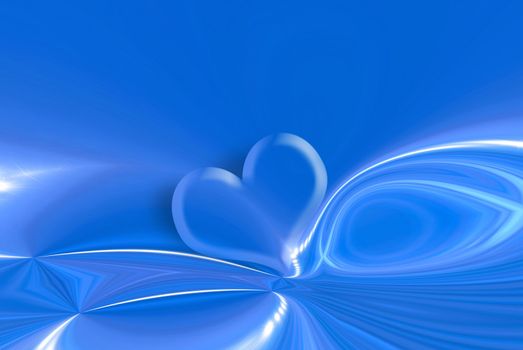 transparent heart on blue background with bright stars