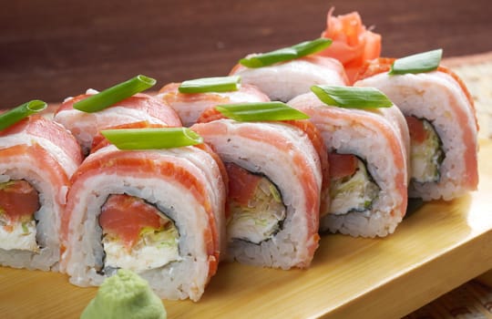 Japanese Cuisine - Sushi Roll with  Bacon 