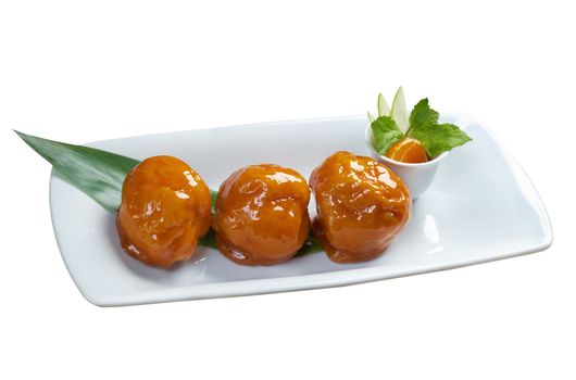 Traditional Japanese dessert fruit.closeup.isolated on white background. clipping Path 