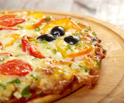 home pizza with tomato and eggplant  Closeup 