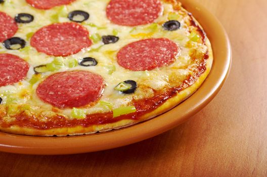 home pizza  Pepperoni.Closeup 
