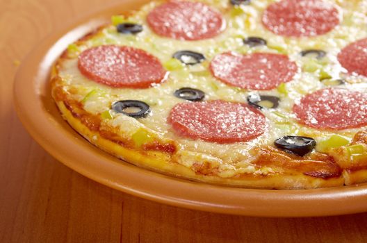 home pizza  Pepperoni.Closeup 