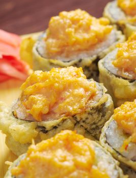 Japanese fried tempura  sushi  .traditional japanese food