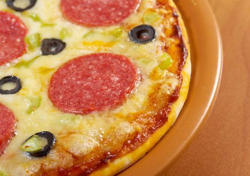 home pizza  Pepperoni.Closeup 