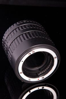 An image of macro lens isolated on black