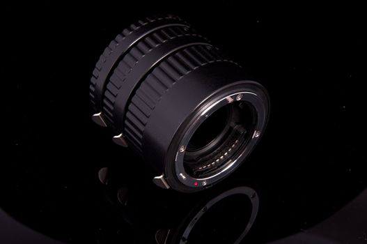 An image of macro lens isolated on black