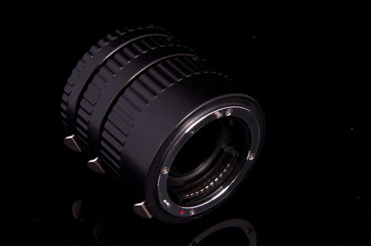 An image of macro lens isolated on black