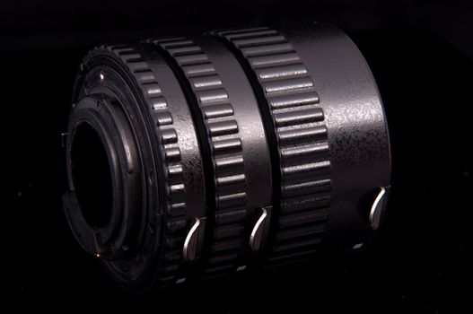 An image of macro lens isolated on black