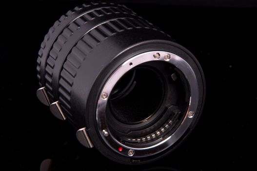 An image of macro lens isolated on black