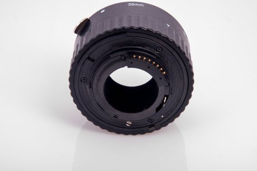 An image of macro lens isolated on black