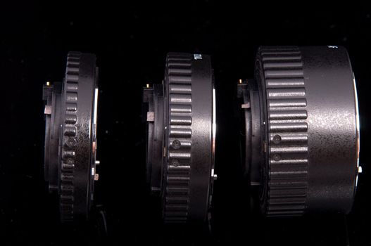An image of macro lens isolated on black