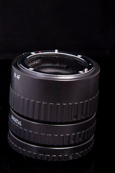 An image of macro lens isolated on black