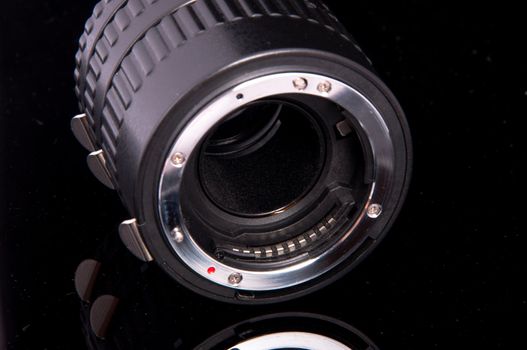 An image of macro lens isolated on black