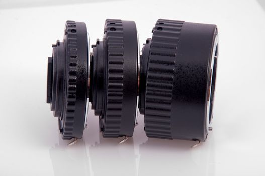 An image of macro lens isolated on black