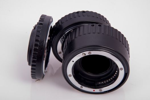 An image of macro lens isolated on black