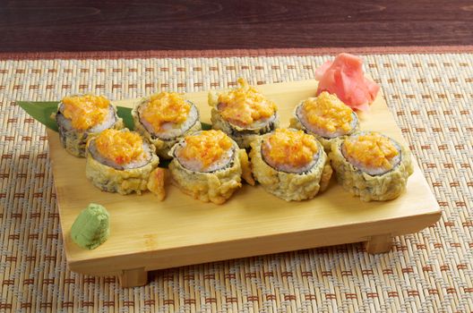 Japanese fried tempura  sushi  .traditional japanese food