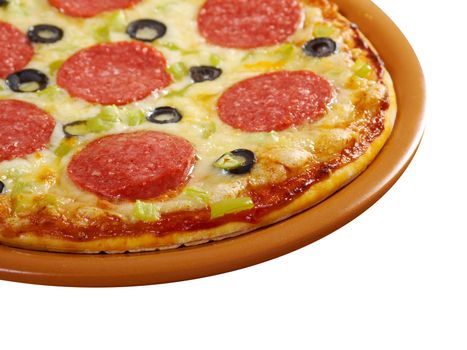 home pizza  Pepperoni.Closeup .isolated on white background. 
