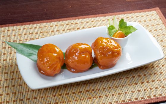 Traditional Japanese dessert fruit.closeup