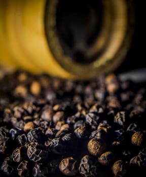 Close-up of lots of black pepper seeds