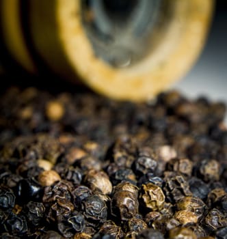 Close-up of lots of black pepper seeds