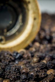 Close-up of lots of black pepper seeds