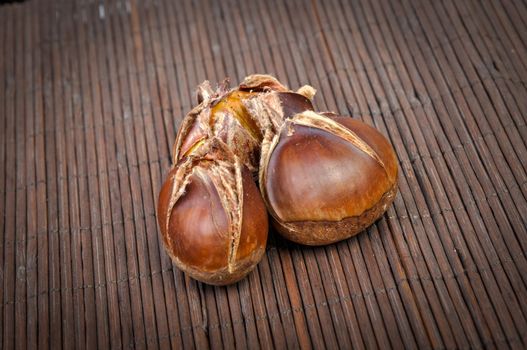 An image of roasted chestnut marron isolated. Castanea Sativa