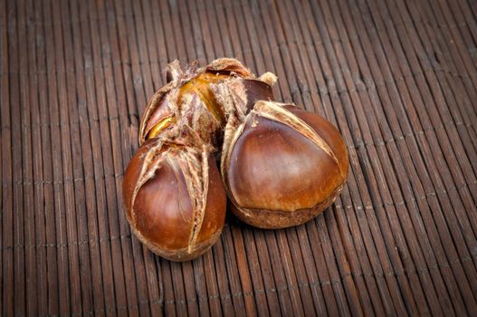 An image of roasted chestnut marron isolated. Castanea Sativa
