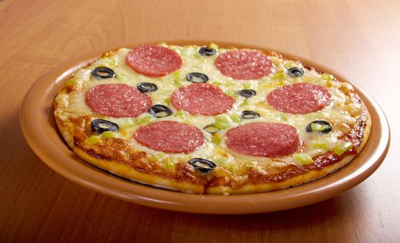 home pizza  Pepperoni.Closeup 