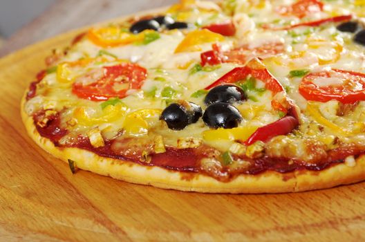 home pizza with tomato and eggplant  Closeup 