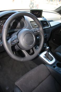 Interior of a modern luxury car, brand new