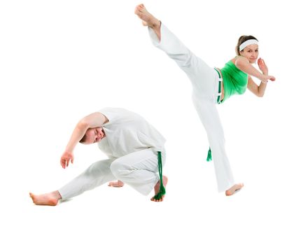 Contact Sport .Capoeira.over white background 