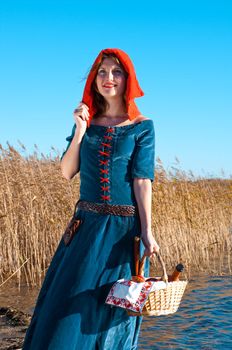 red Riding  hood.beautiful girl in medieval dress