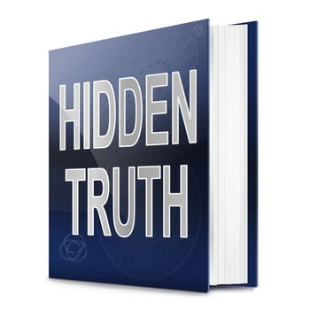 Illustration depicting a book with a hidden truth concept title. White background.