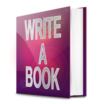 Illustration depicting a book with a book writing concept title. White background.