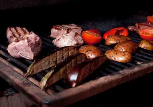 Argentinian cooking meat  barbecue  Shallow depth-of-field.