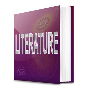 Illustration depicting a text book with a literature concept title. White background.
