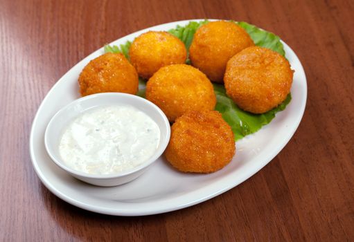 Cheese Croquettes Plate .closeup