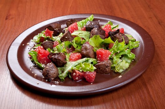 meat salad with vegetable and sesame. spanish kitchen