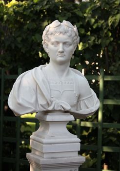 The Marble bust of Roman imeratora . Situated in Summer Garden in St. Petersburg, Russia