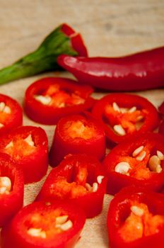 An image of sliced red chilli pepper