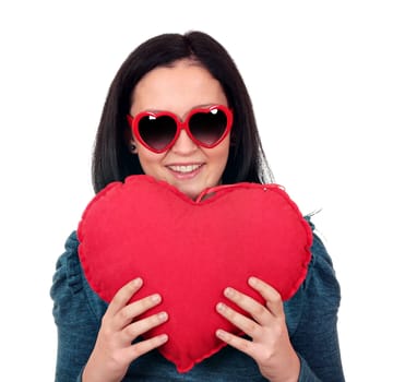 teenage girl with heart and sunglasses portrait
