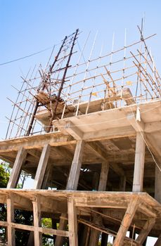 During construction of the building structure.