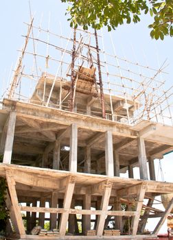 During construction of the building structure.