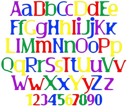 merry multicolored set of decorative letters and numbers