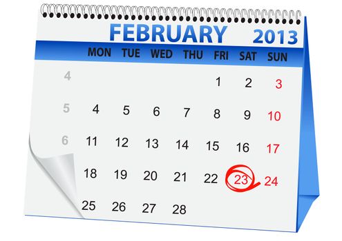 icon in the form of a calendar for 23 February